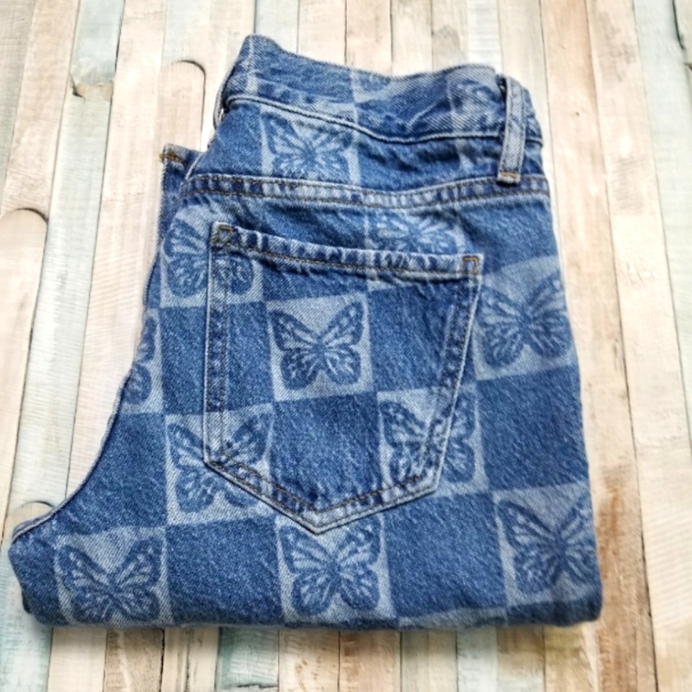 PacSun Butterfly Print Low Rise Straight Jeans